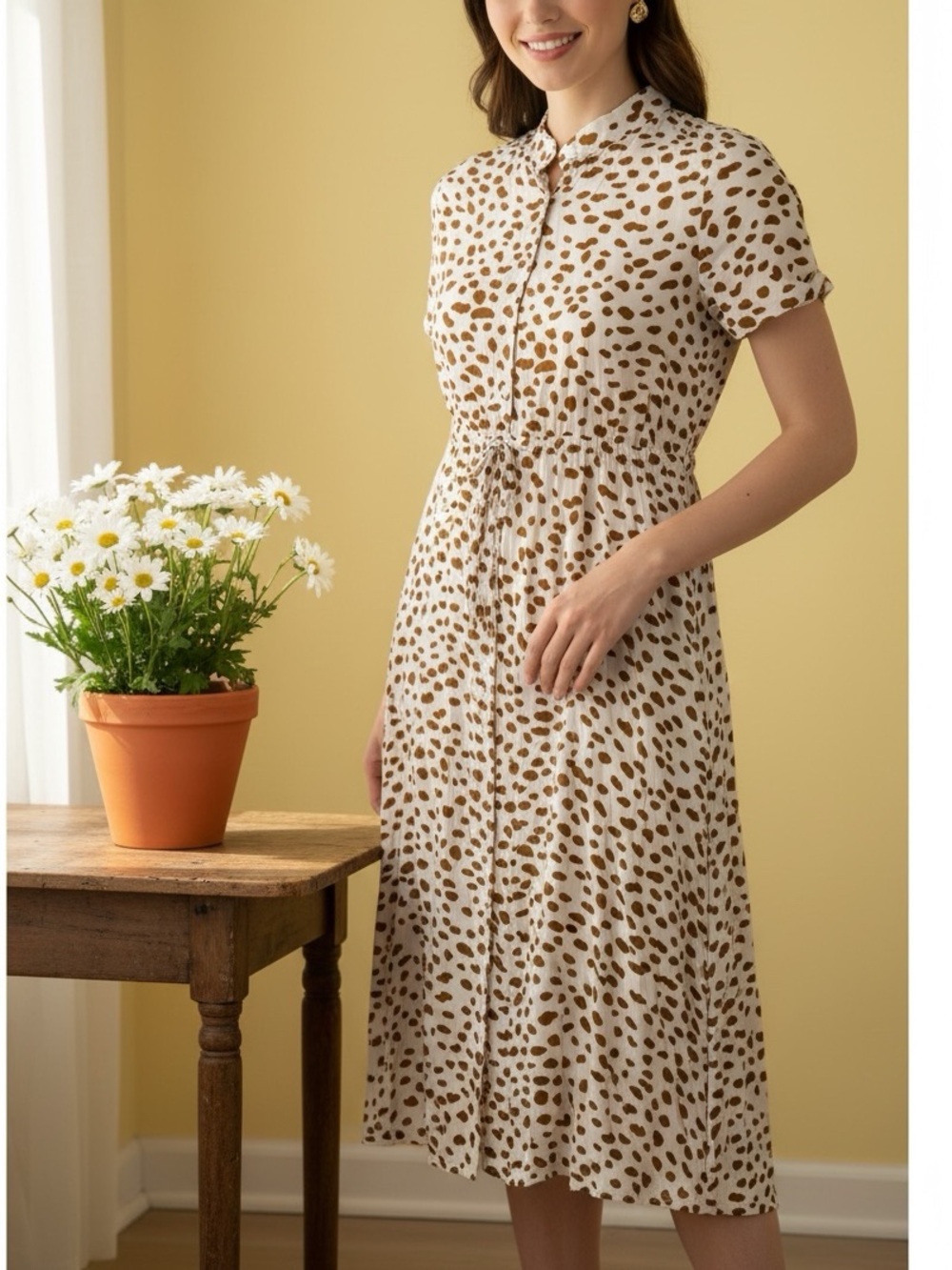 CHOUYATOU Lightweight Summery Abstract Design Midi Dress